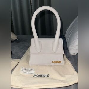 Jacquemus Moyen White Suede Croc le Chiquito Bag